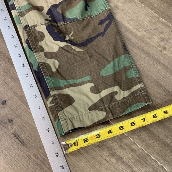 VTG Army Marine Woodland CAMO Cargo Mens Pants Button Fly Size Small Short - Picture 11 of 16